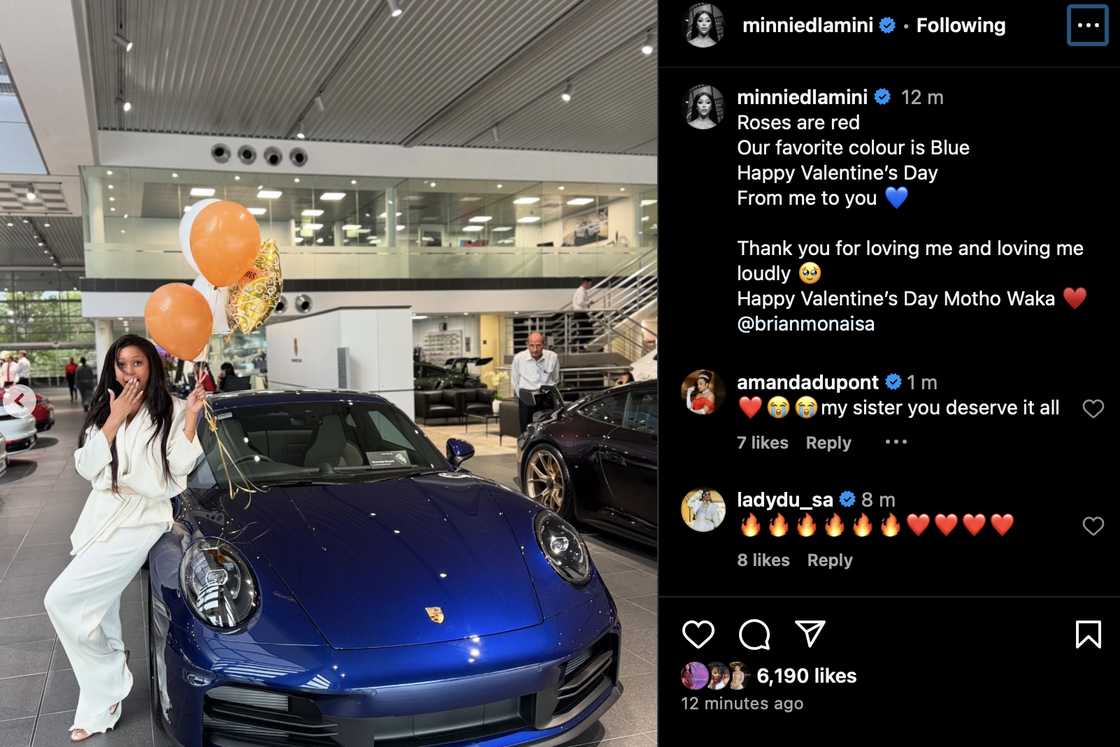 Minnie Dlamini showed off her new car