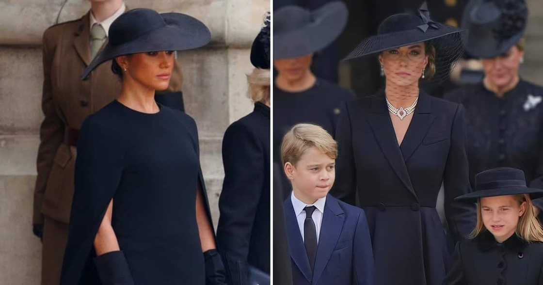 Meghan Markle and Kate Middleton at the Queen's funeral dressed in black Meghan Markle and Kate Middleton at the Queen's funeral dressed in black