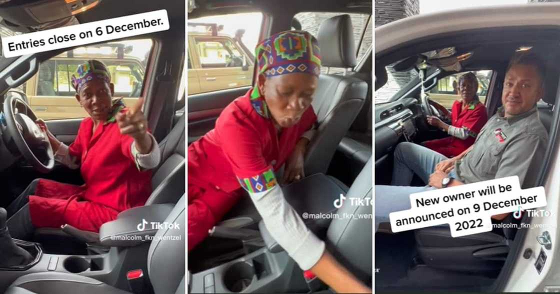 TikTok star Thembi and employer Malcolm Wentzel in the bakkie TikTok star Thembi and employer Malcolm Wentzel in the bakkie