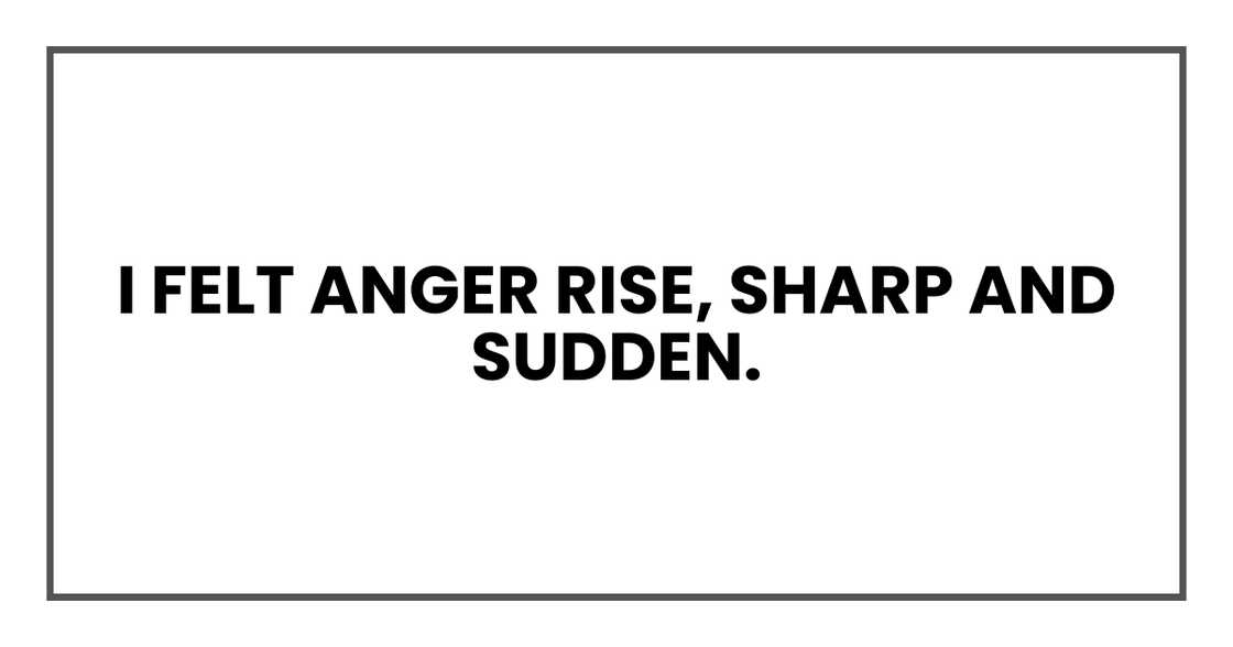 I felt anger rise, sharp and sudden.