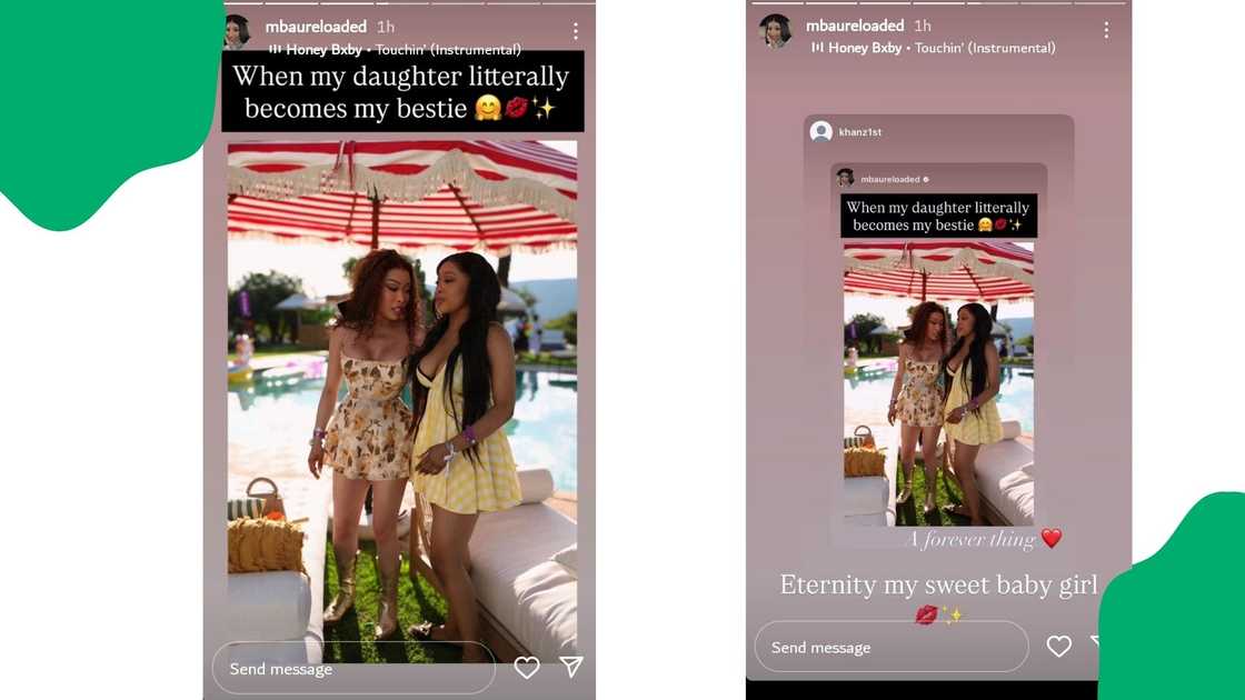 Actress Khanyi Mbau and her daughter celebrate at a Netflix event Actress Khanyi Mbau and her daughter celebrate at a Netflix event