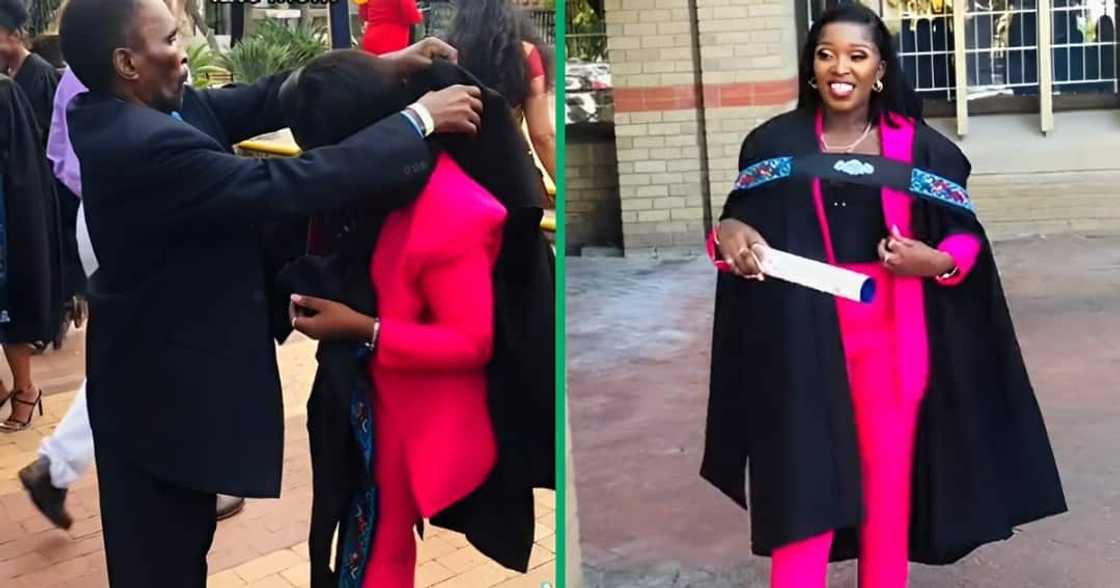 An uncle supported his niece on her graduation day An uncle supported his niece on her graduation day