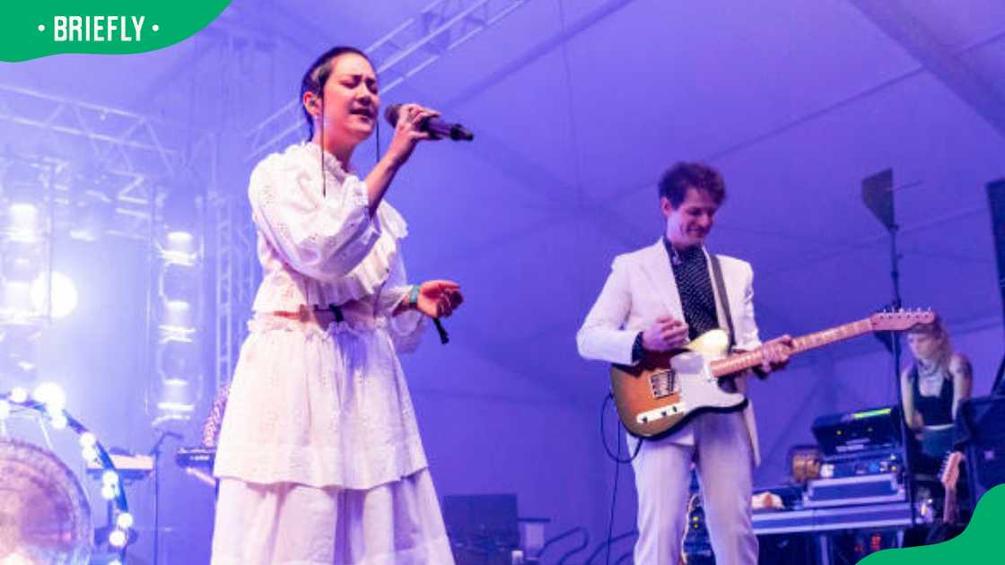 Michelle Zauner (L) and Peter Bradley of Japanese Breakfast performing Michelle Zauner (L) and Peter Bradley of Japanese Breakfast performing