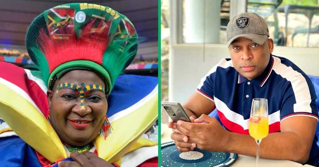 Mama Joy showed netizens that she and Robert Marawa don't look alike Mama Joy showed netizens that she and Robert Marawa don't look alike