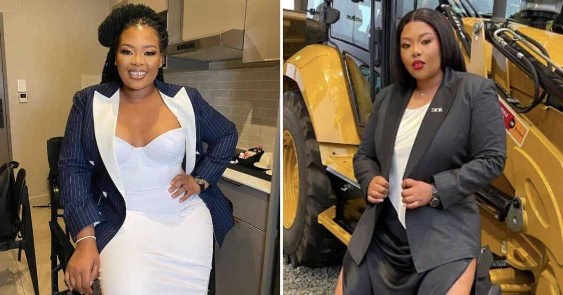 Anele Mdoda mocks her gap by placing a coin between her teeth Anele Mdoda mocks her gap by placing a coin between her teeth