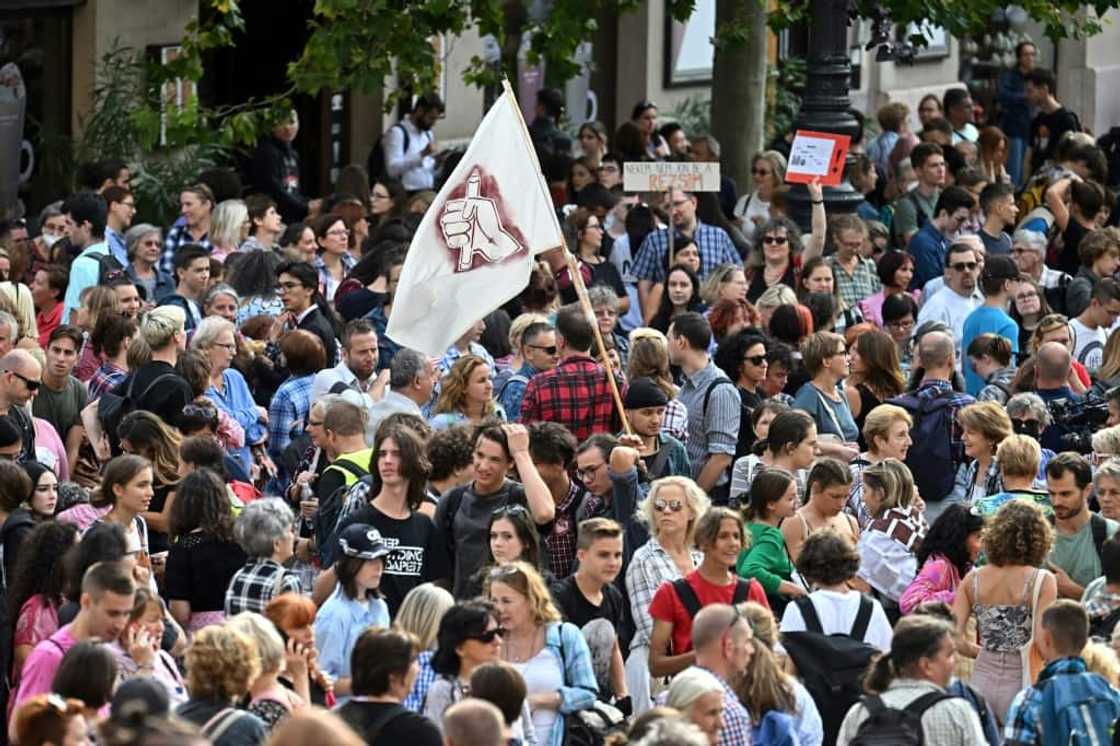 Thousands joined the protest in Budapest