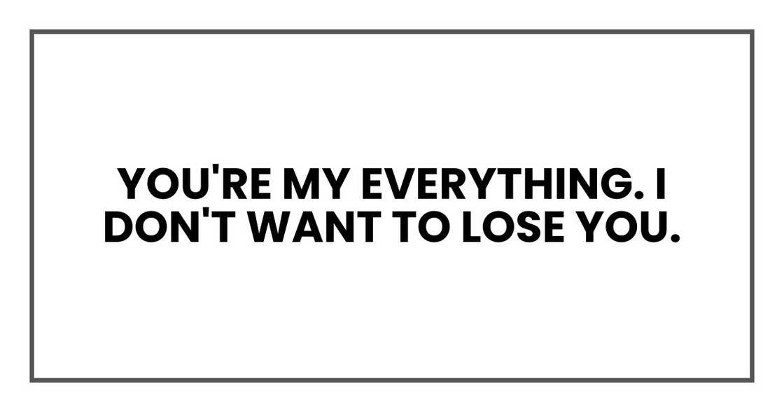 You're my everything. I don't want to lose you. You're my everything. I don't want to lose you.