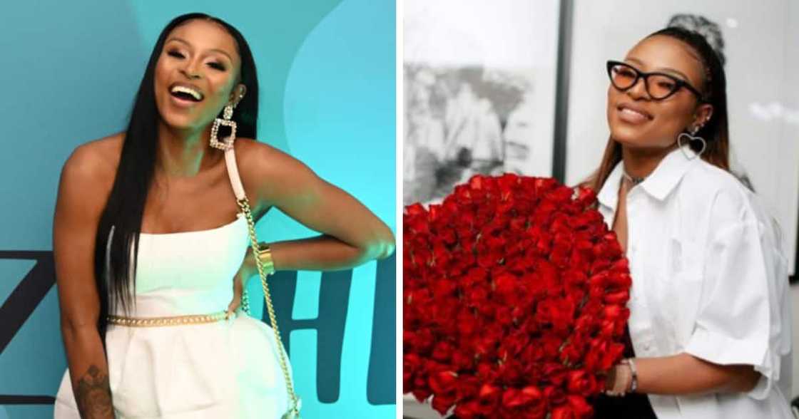 DJ Zinhle, Murdah Bongz, Valentine's Day, Bouquet, Roses, Instagram, Spoils, Love DJ Zinhle, Murdah Bongz, Valentine's Day, Bouquet, Roses, Instagram, Spoils, Love