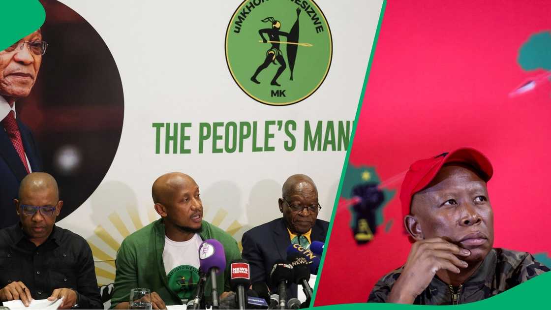 The MK Party members during a press briefing about the EFF leader's comments. The MK Party members during a press briefing about the EFF leader's comments.