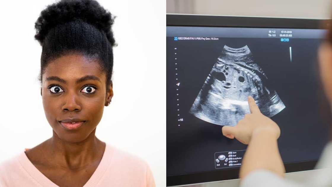 Woman surprise, twins sonogram Woman surprise, twins sonogram