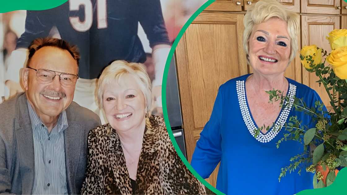 Helen Essenberg and her late husband Dick Butkus (L). Helen Essenberg indoors (R). Helen Essenberg and her late husband Dick Butkus (L). Helen Essenberg indoors (R).