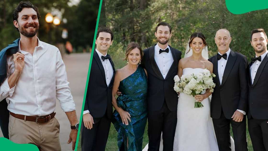 Lauren Jbara's husband, Daniel Lockhart (L). The reporter's family during her 2024 wedding (R)