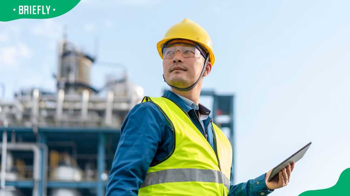 A young engineer at a chemical plant A young engineer at a chemical plant