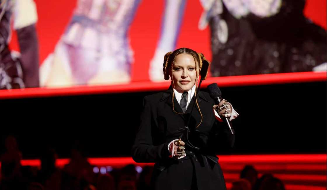 Madonna at the annual Grammy Awards broadcasting live Madonna at the annual Grammy Awards broadcasting live