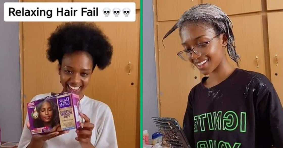 TikTok of woman relaxing hair TikTok of woman relaxing hair