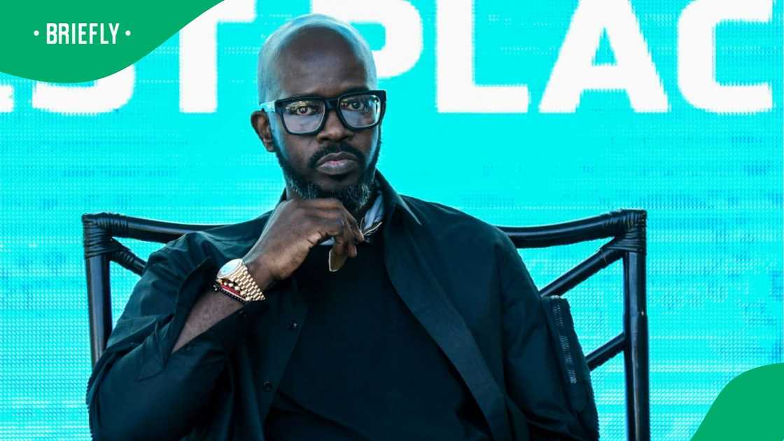 Black Coffee was spotted riding in a blue Maserati.