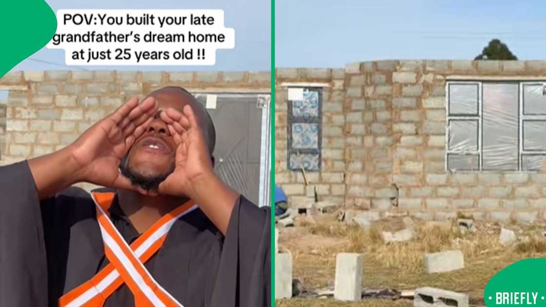 Meneer Mapela on the left, shouting and celebrating