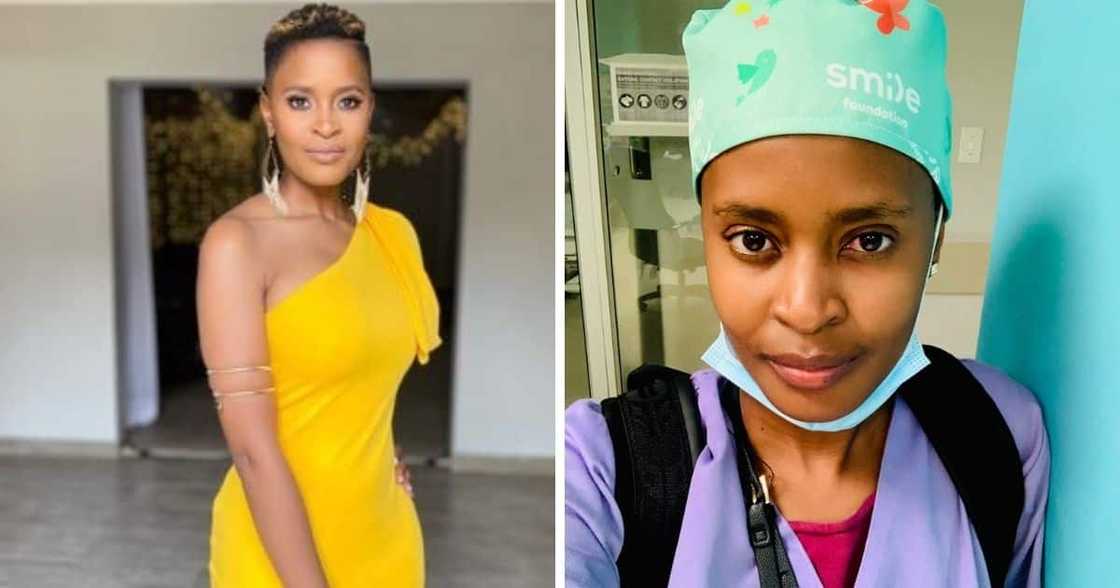 Young doctor flexes pose after surgery Young doctor flexes pose after surgery