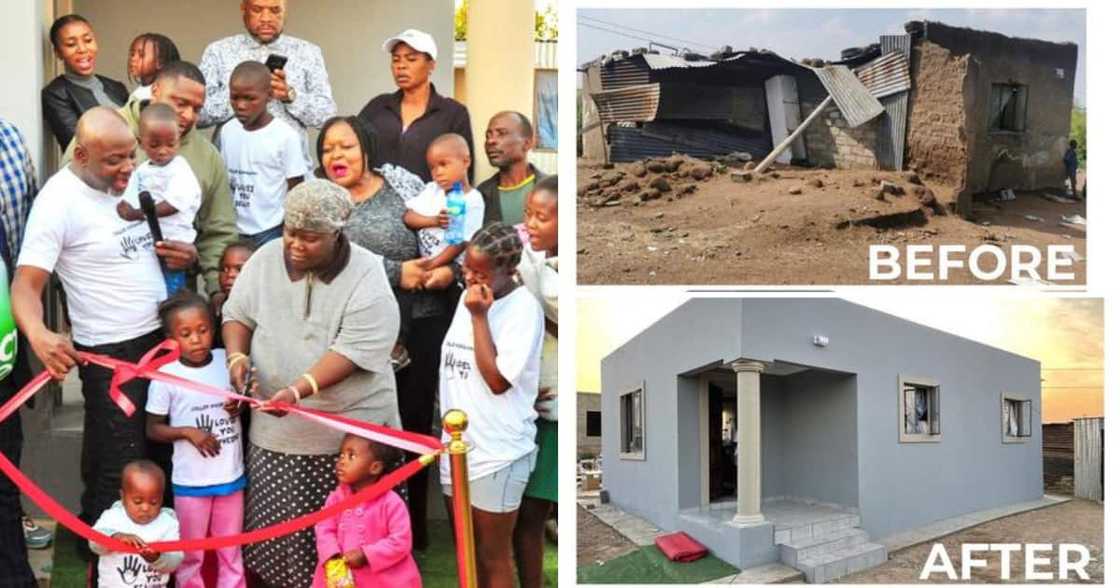 Mzansi businessman Collen Mashawana handing over the home to the family of 22