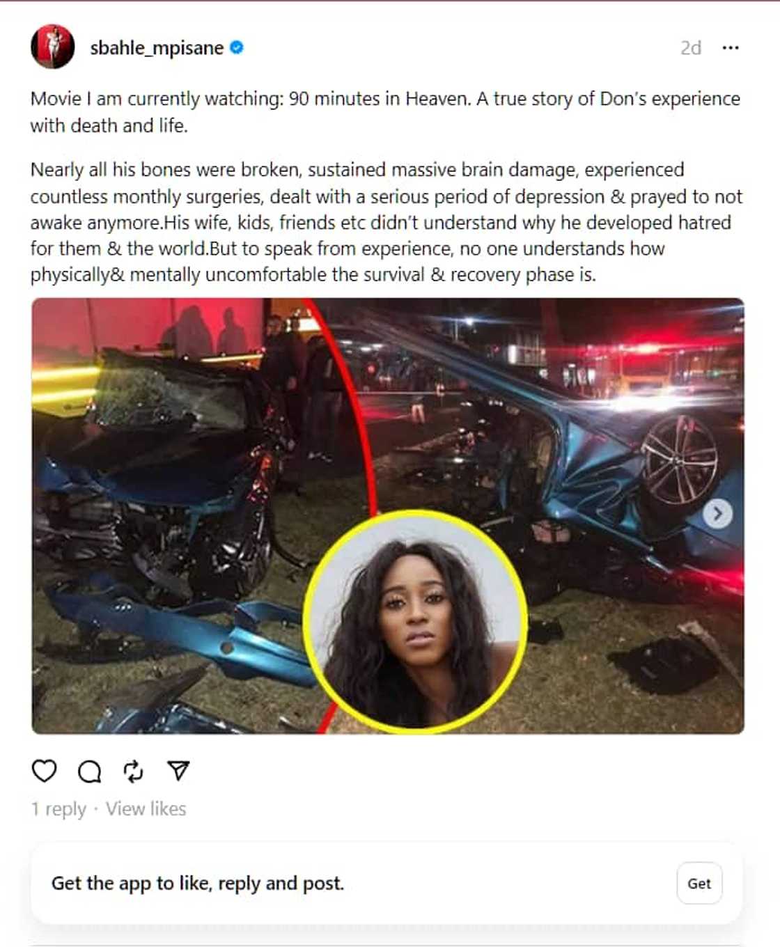 Fitness Bunny Sbahle Mpisane's thankful for her life: "I don't know how I survived" Fitness Bunny Sbahle Mpisane's thankful for her life: "I don't know how I survived"