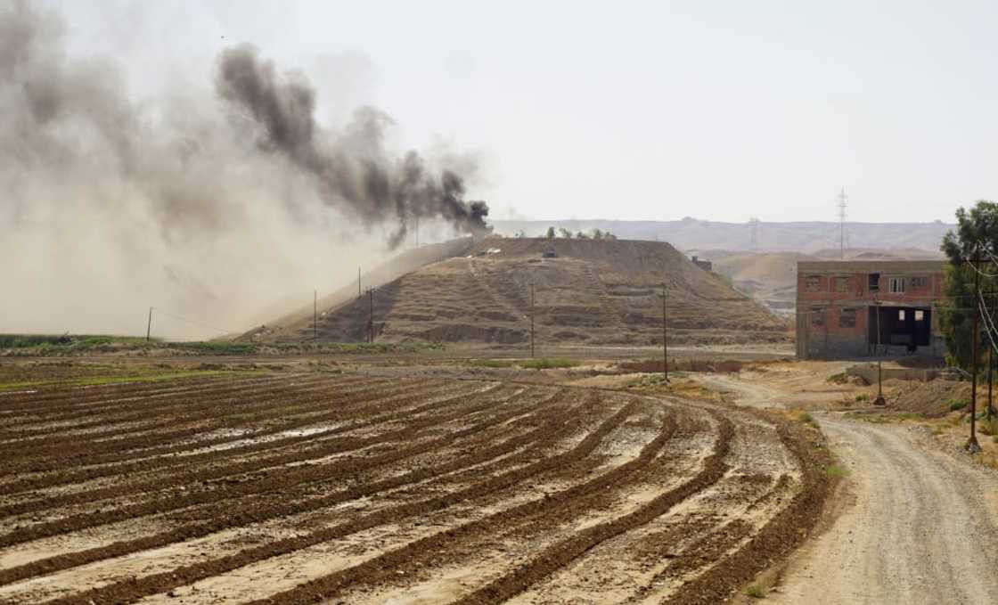 Smoke billows over the village of Altrun Kupri, in the Sherawa region, south of Arbil in Iraq's Kurdistan, where a base of the Kurdistan Freedom Party is located, on September 28, 2022 Smoke billows over the village of Altrun Kupri, in the Sherawa region, south of Arbil in Iraq's Kurdistan, where a base of the Kurdistan Freedom Party is located, on September 28, 2022