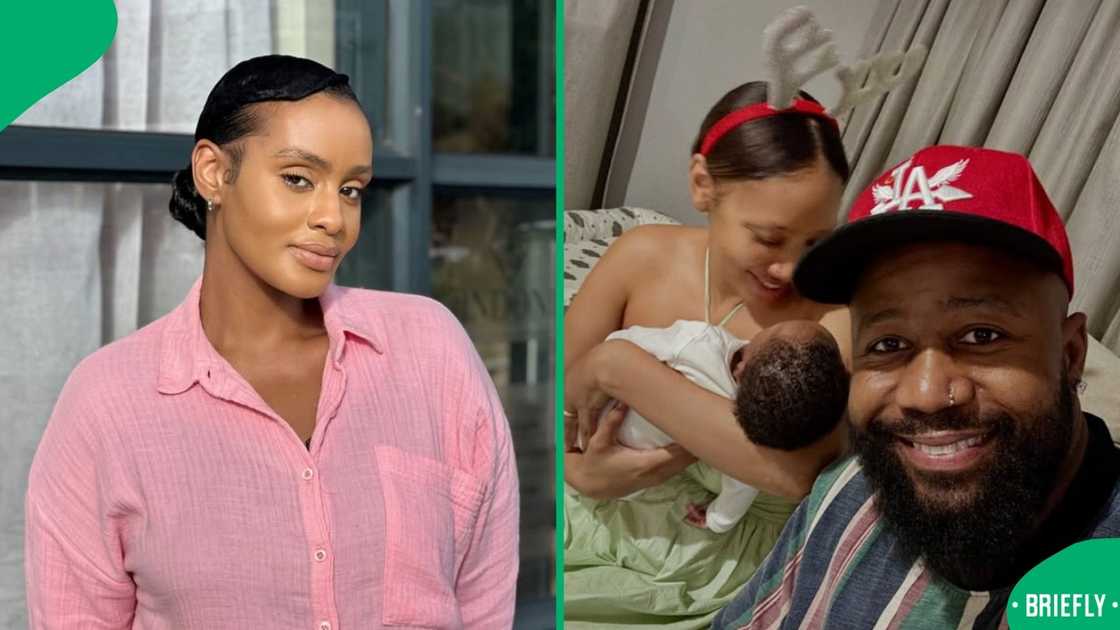 Pulane Mojaki and Thobeka Majozi posed for a photo with their children