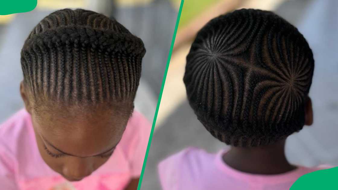 A lady wearing stylish cornrows A lady wearing stylish cornrows