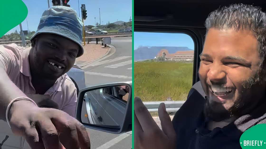 Instagram photos of a street beggar and a motorist Instagram photos of a street beggar and a motorist