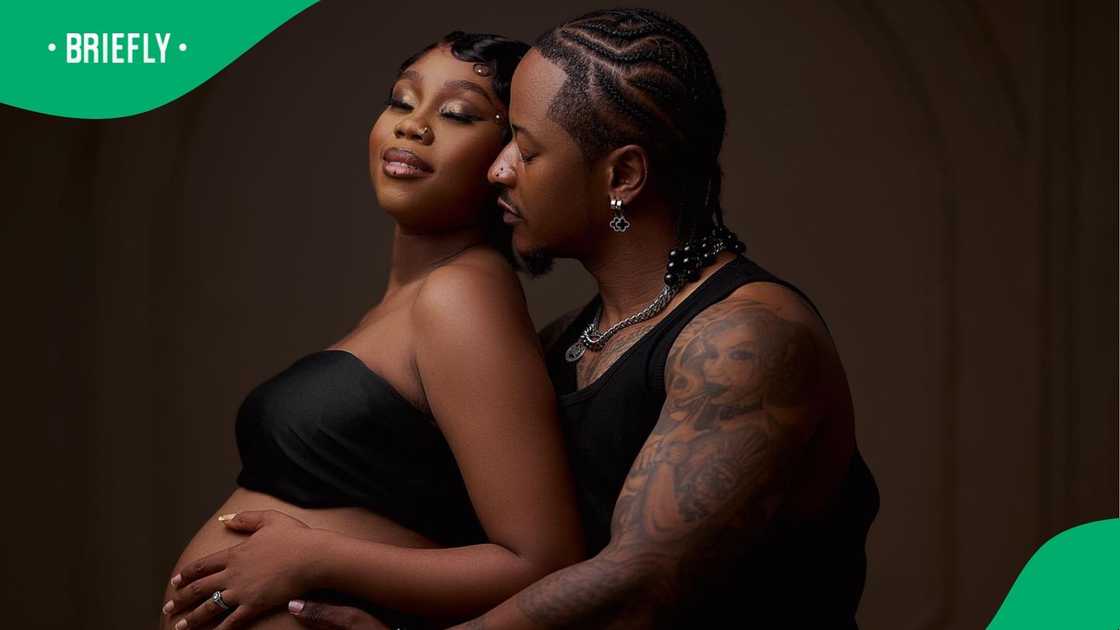 Bontle Modiselle and Priddy Ugly posed in the maternity shoot. Bontle Modiselle and Priddy Ugly posed in the maternity shoot.