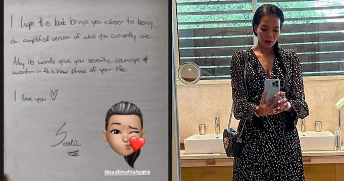 Connie Ferguson, daughter Lesedi, touching note, book Connie Ferguson, daughter Lesedi, touching note, book