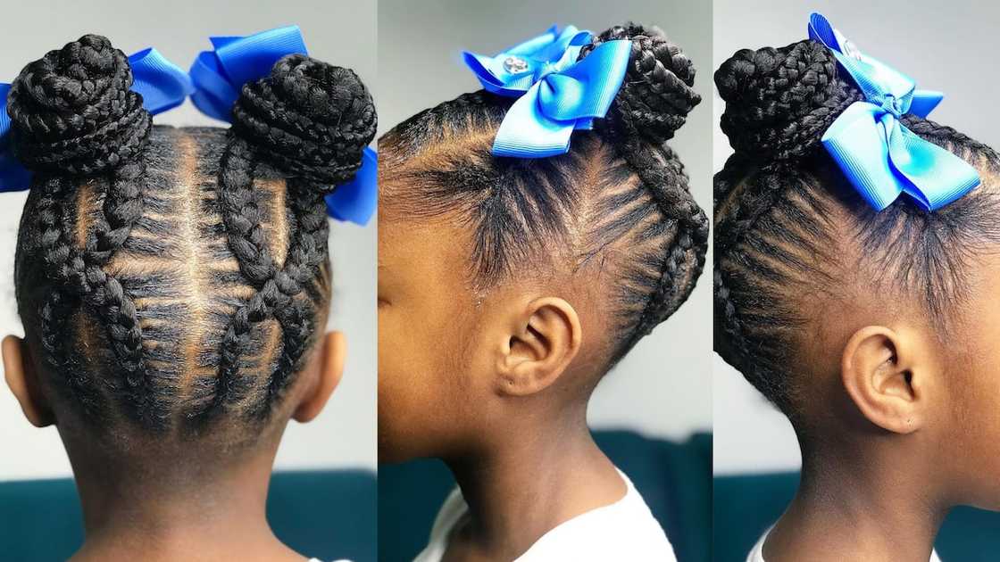 All-black stitched crossover double buns All-black stitched crossover double buns