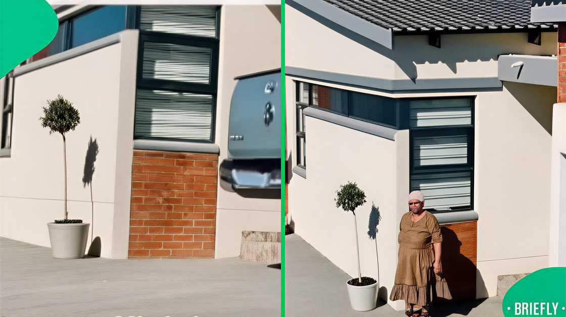 The visual on the right captured Danny's stepmom standing in front of the house The visual on the right captured Danny's stepmom standing in front of the house