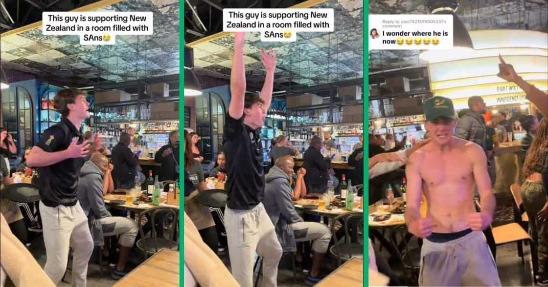 Man supports New Zealand among South Africans Man supports New Zealand among South Africans