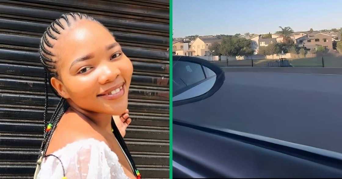 Woman takes a drive to few potential house. Woman takes a drive to few potential house.