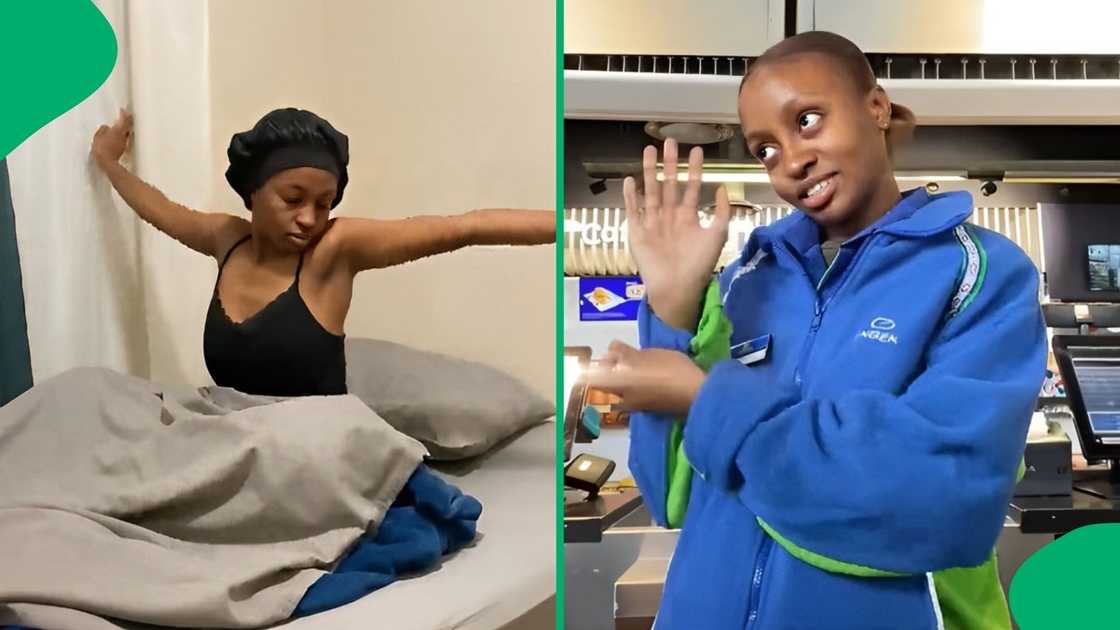 Engen cashier shows work day in TikTok video Engen cashier shows work day in TikTok video