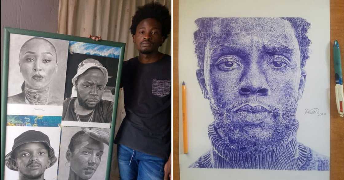A talented gent showed off his drawing of some of Mzansi's famous celebs. A talented gent showed off his drawing of some of Mzansi's famous celebs.