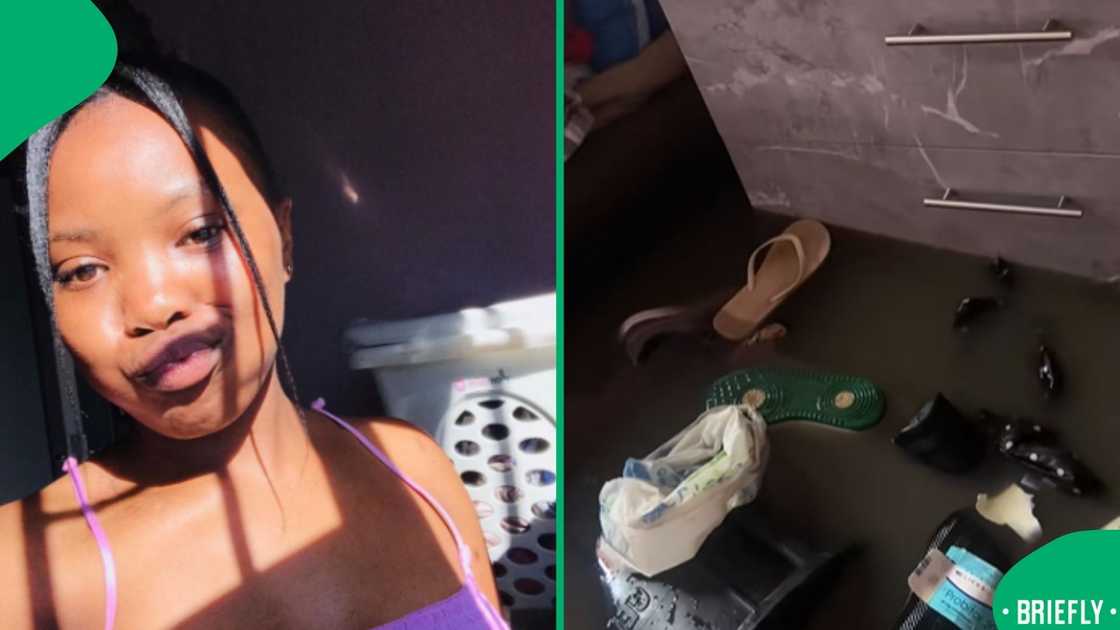 The visual on the right showed the water inside the house from the heavy rain The visual on the right showed the water inside the house from the heavy rain