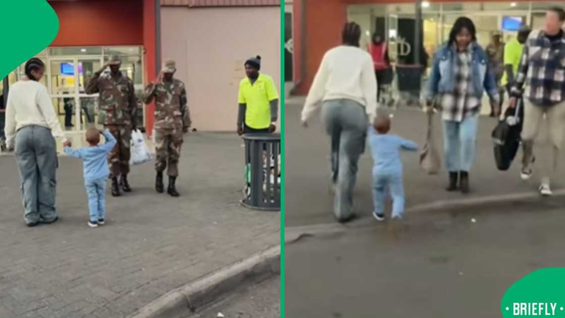 An unexpected moment of pure respect as a child's salute moves passing soldiers to return the gesture An unexpected moment of pure respect as a child's salute moves passing soldiers to return the gesture