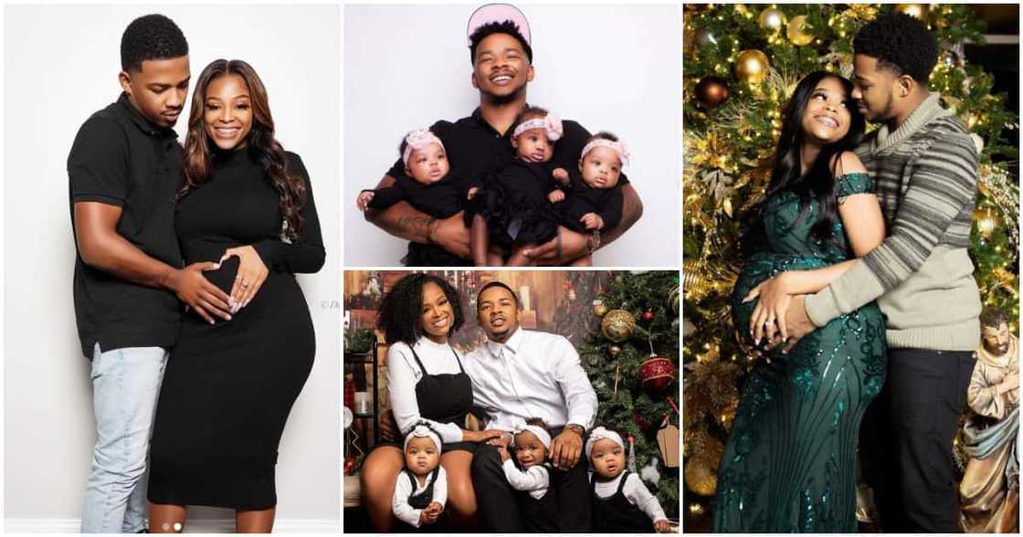 Black couple and their triplets Black couple and their triplets