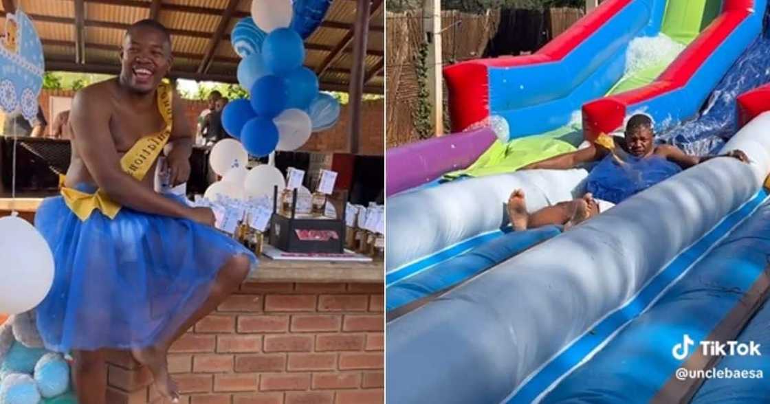 Man has nappy shower with friends Man has nappy shower with friends