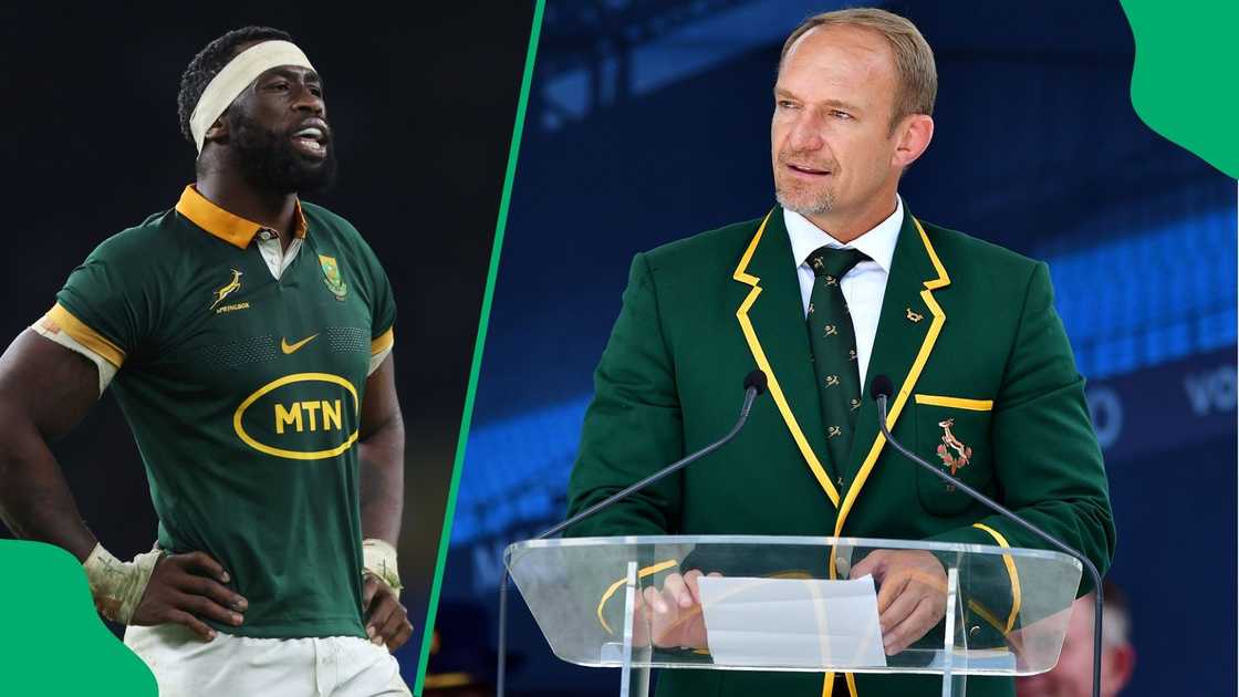 Siya Kolisi shared a picture of local rugby legends including 1995 World Cup winner Francois Pienaar.