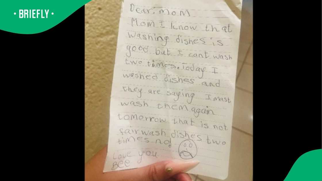 A child wrote a letter to their mother.