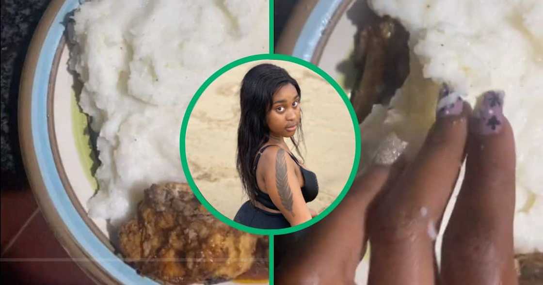 Woman hides meat under her pap Woman hides meat under her pap