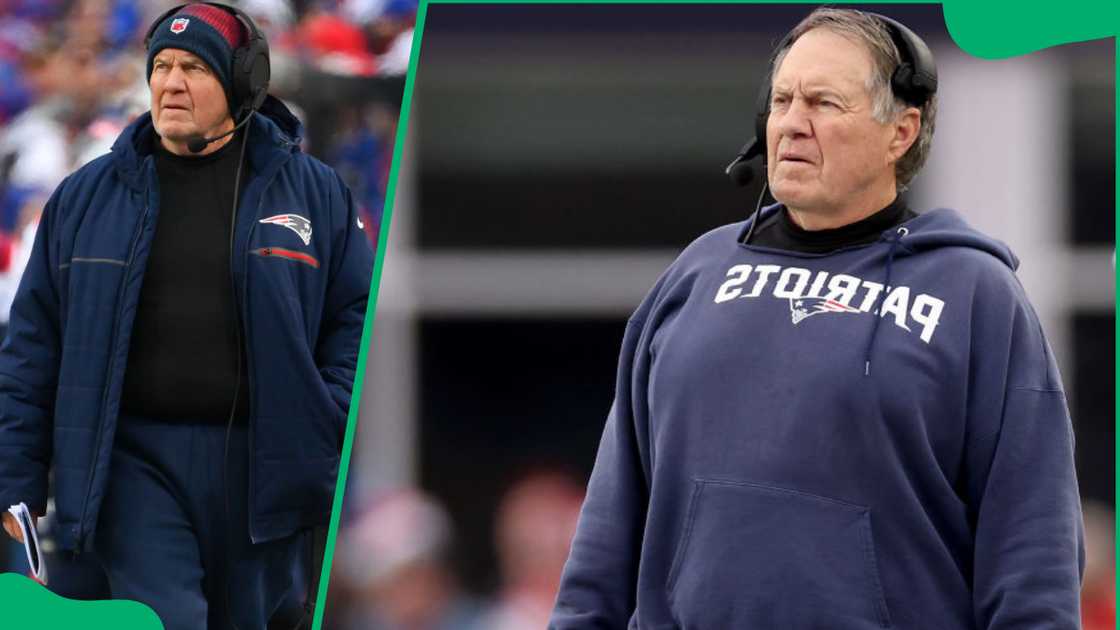 Bill Belichick of the New England Patriots during a match against the Buffalo Bills