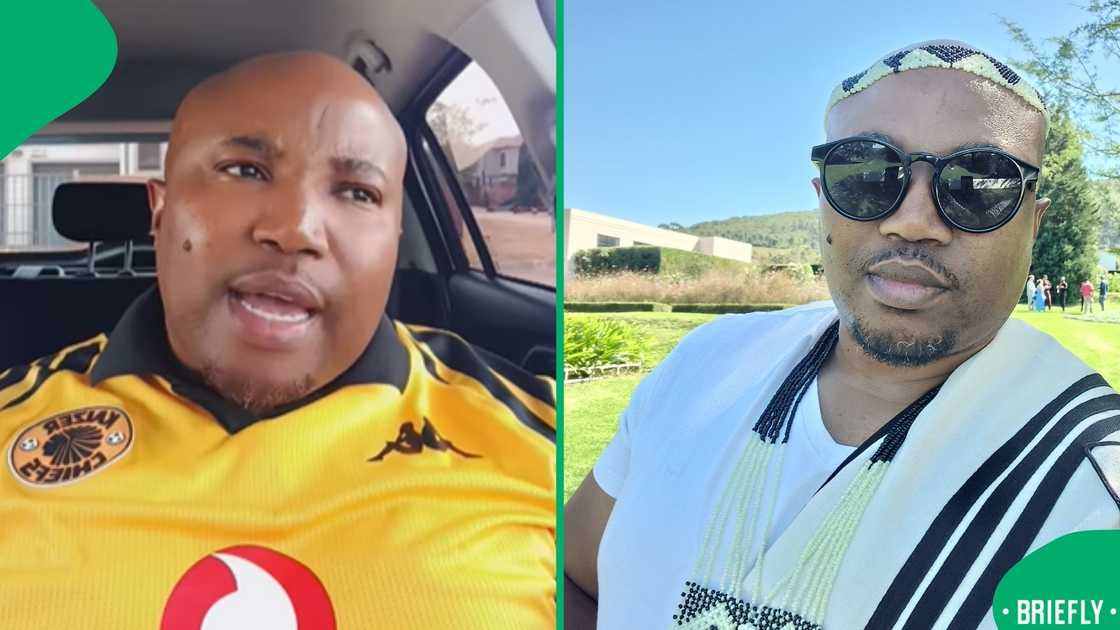 A humorous domestic moment captures the passion of South African football supporters