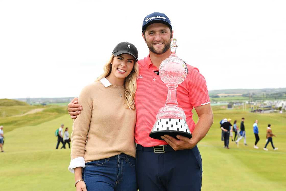 Jon Rahm and Kelley Cahill celebrate win at Lahinch Golf Club