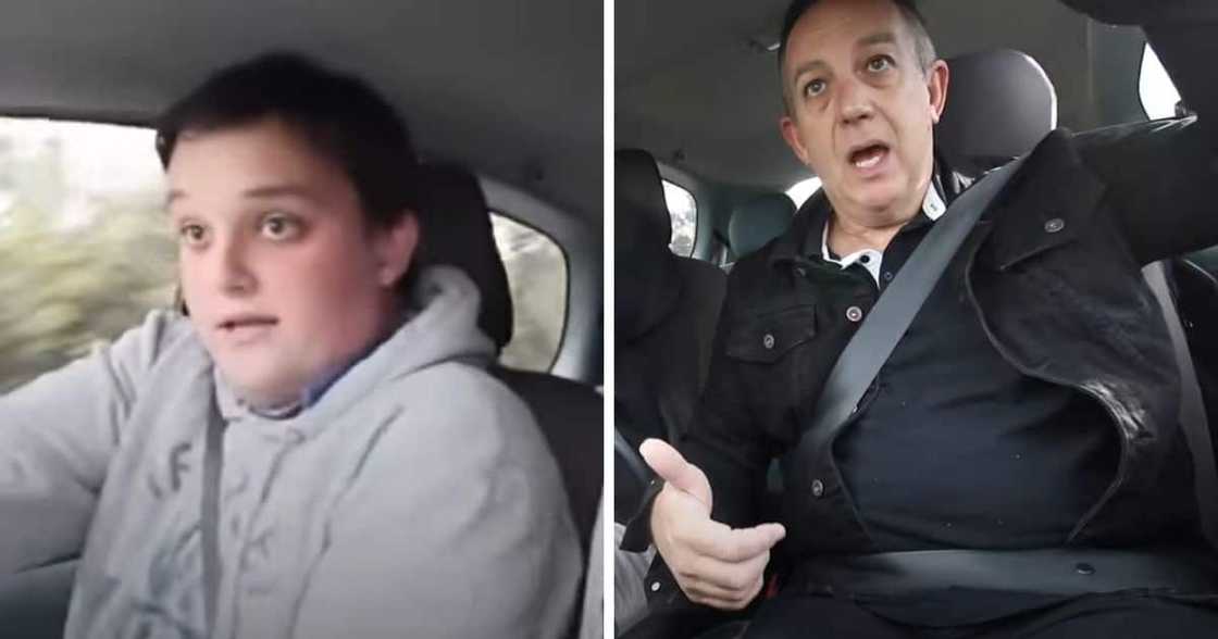 Kieran Davidson and his father on a driving lesson Kieran Davidson and his father on a driving lesson