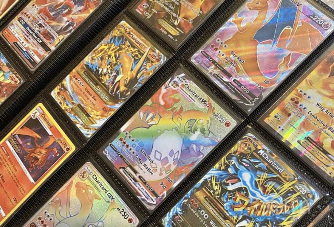 Kalvin Foley's collection of rare Charizard cards. Kalvin Foley's collection of rare Charizard cards.