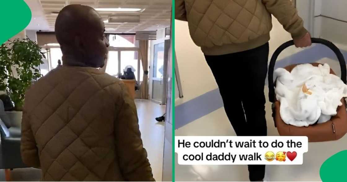 A man couldn't wait to do the 'daddy walk.'