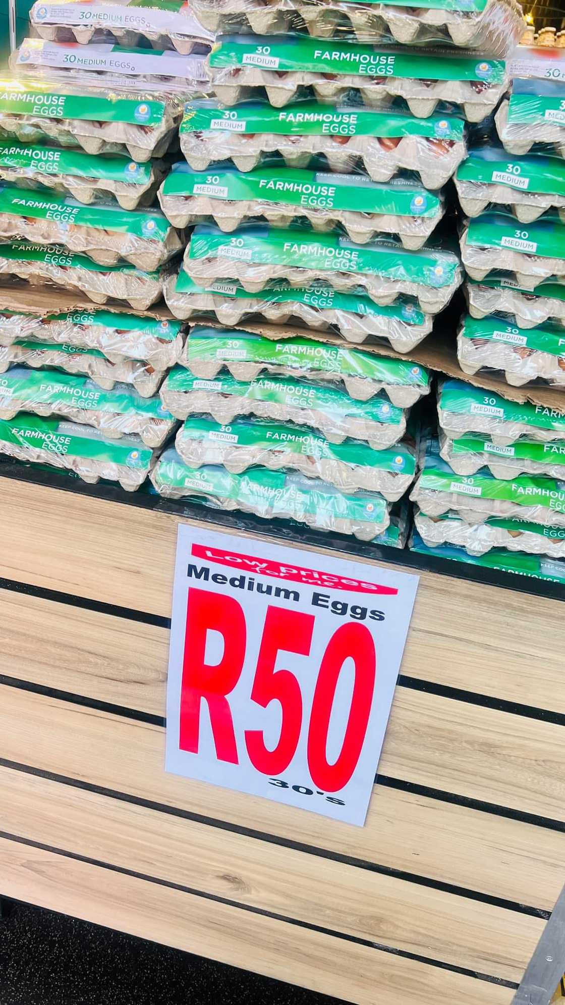 R50 eggs on display at a local store.